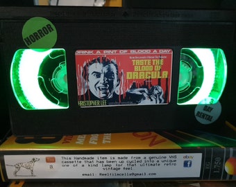 Retro VHS Lamp,Taste the Blood of Dracula!Amazing Gift Idea For Any Movie Fan,Man cave  or Birthday gift