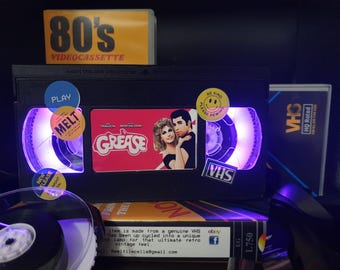 Retro VHS Lamp,Grease,Top Quality Amazing Gift  For Any Movie Fan,Man Cave Ideas or Pick your own Movie