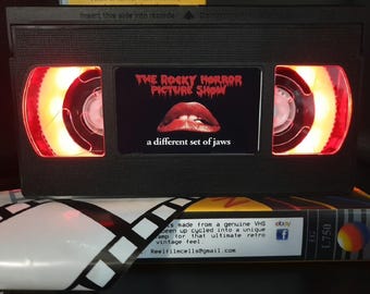 Rocky Horror Picture Show VHS Lamp: Upcycled Retro Night Light