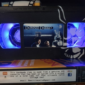 Retro VHS Lamp,Donnie Darko with Frank Art Work,Top Quality!Amazing Gift For Any Movie Fan,Man Cave Ideas! Stunning