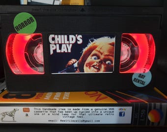 Retro VHS Lamp,Child's Play Chucky,Night Light!Amazing Gift Idea For Any Movie Fan,Man cave  or Birthday gifts
