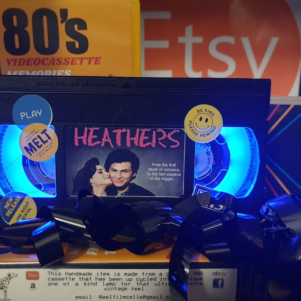 Retro VHS Lamp,Heathers,Top Quality Amazing Gift  For Any Movie Fan,Man Cave Ideas or Pick your own Movie