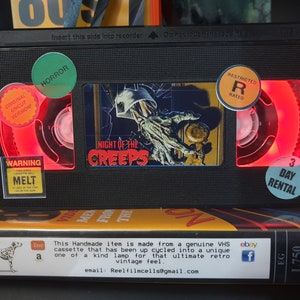 Retro VHS Lamp, Night of the Creeps , Top Quality Amazing Gift  For Any Movie Fan,Man Cave Ideas or Pick your own Movie
