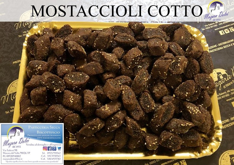 Mostaccioli Semola Cooked wine 100% Sicily Sweet Artisan Biscuits 1 kg image 2