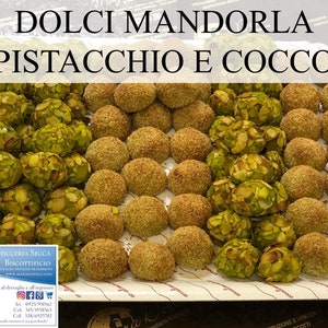 Almond sweets with Pistachio 100% Sicily Sweets Artisan Biscuits 1 kg image 2