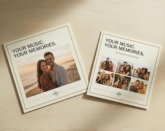 2 Custom Vinyl Record Cover (No Record): Two-Sided Wedding Sleeve. Fast Production and Shipped