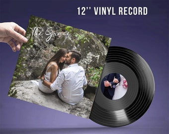 Disque vinyle personnalisé, 12 pouces. Disque vinyle inclus : votre meilleure playlist, deux faces, disques noirs, pochettes et autocollants en vinyle, mixtape