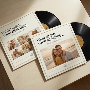 2 Custom Vinyl Record: Personalized Playlist, Photo Cover - 12 inch