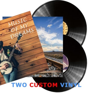 2 Custom Vinyl Record: Personalized Playlist, Photo Cover - 12 inch
