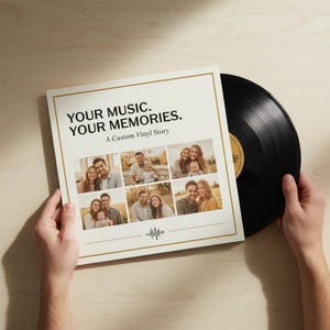 Custom Vinyl Record and Cover: Personalized Music Gift. Fast Production and Shipped
