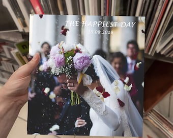 Wedding Custom Vinyl Record, 12 inch. Vinyl Record  included: Your Best Playlist, Black Records, Cover & Vinyl Stickers, Fast Delivery