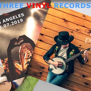 3 Custom Vinyl Record: Personalized Playlist, Photo Album Cover - 12 inch