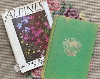 Vintage 1947 Gardening Book Alpines in Colour and Cultivation by Mansfield | 80 colour plates, 30 drawings & photo template