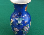 Small Satsuma Decorative Vase, Vintage Porcelain Vase, Handpainted, Vintage Satsuma Vase, Blue Vase, Asian Decoration, Collectible Art