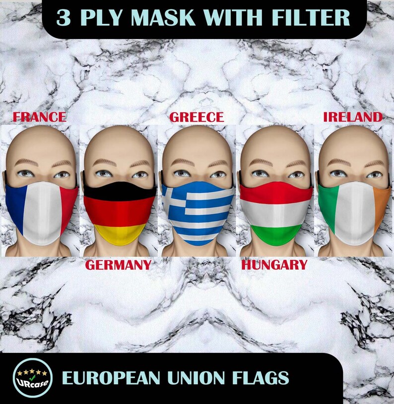 Face Mask European Union Flags Design Inspired Face Covering Etsy