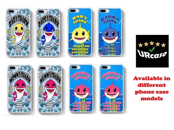 Shark Pattern Cartoon Phone Case On Family Shark Smile Design Etsy