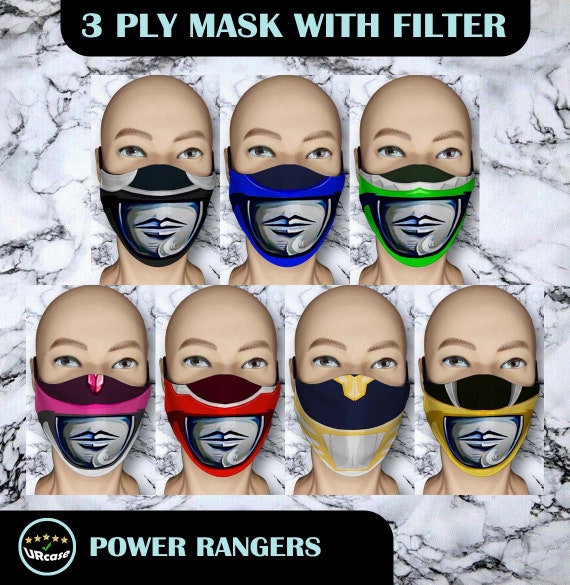 Face Mask Power Rangers Inspired Face Covering Washable 3 Ply Etsy