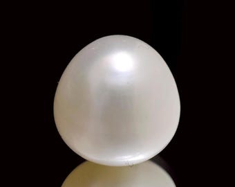Perla de agua dulce blanca brillante, 5,70 ct, certificada