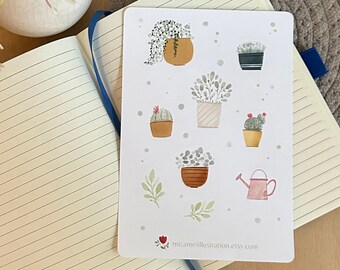 Indoor Plants stickers for journal cute Sticker sheet plant decor for planner Sticker set, succulent sticker fornotebook succulent art
