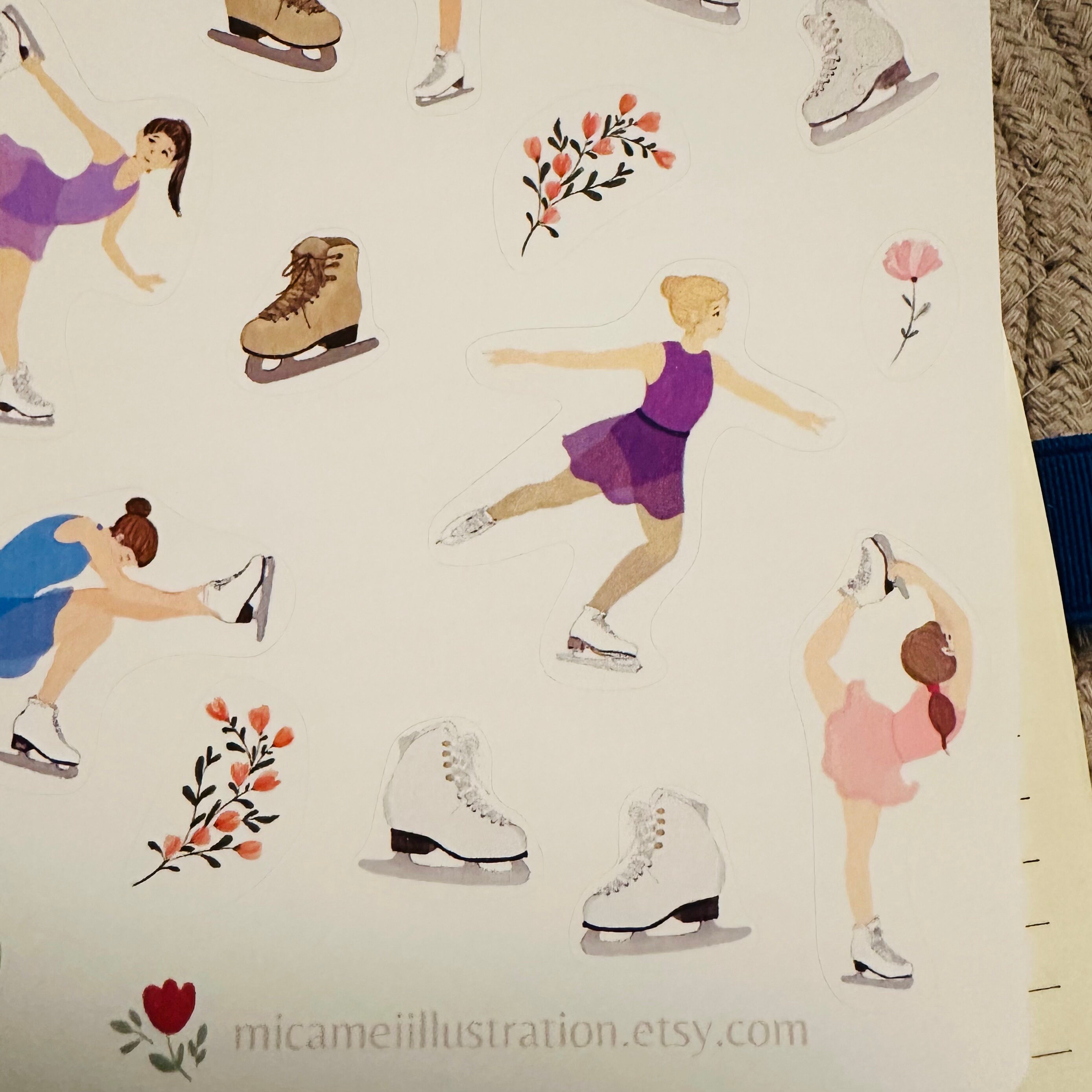 Ice Skater Sticker, Skater Sticker for Journal Sticker Set , Bullet ...