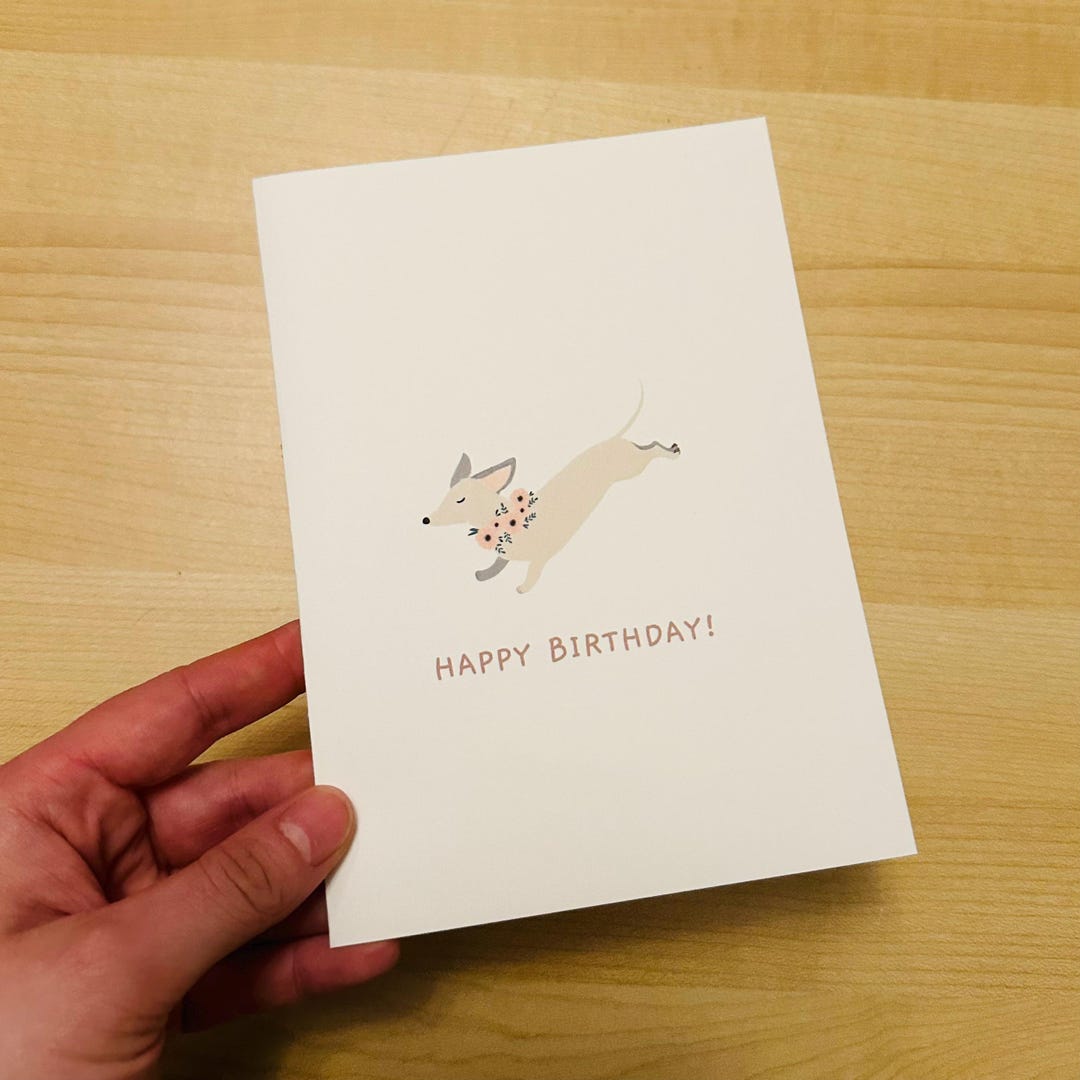 Floral Dachshund Happy Birthday Card: Handmade Greeting Card - Etsy