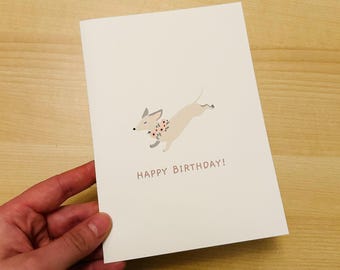 Floral Dachshund Birthday Card for Dog Lovers, Cute Botanical Doxie Greeting Card, Flower Sausage Dog Birthday Gift for Her, Pet Mom Card