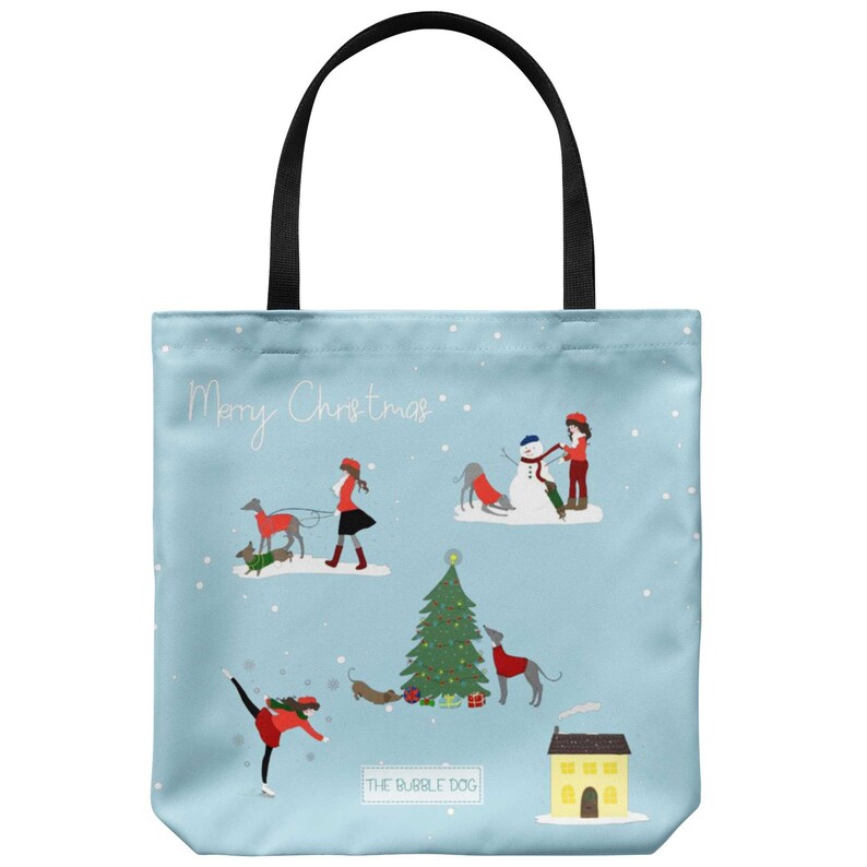 Christmas Dogs /& Girl Lovely Tote Bag