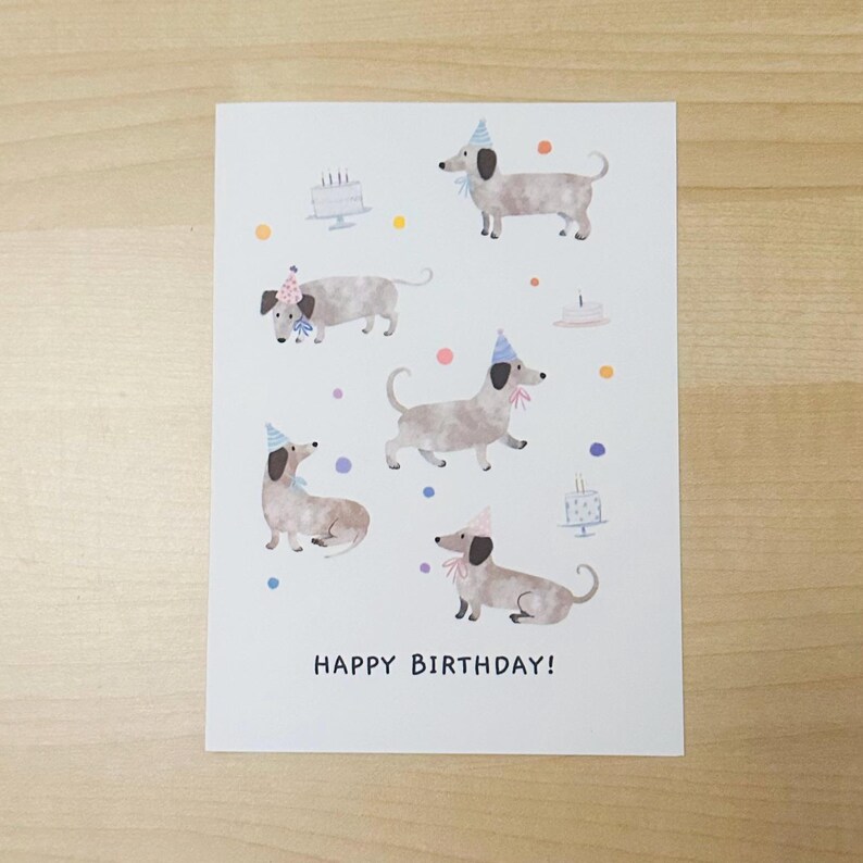 Dachshund Cards, Birthday Greeting Card, Dachshund Brithday, Card ...