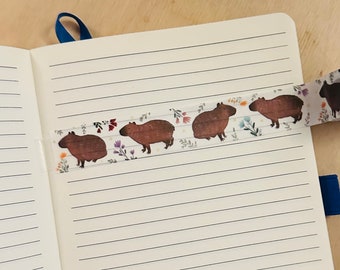 Capybara, Cute Washi Tape for journal, washi tape kawaii washi tape decorative, for bullet journal, capybara washi tape for notebook gift