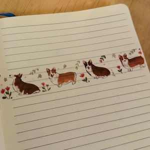 Cute Washi Tape for journal, washi tape corgi, washi tape decorative, for bullet journal, dog washi tape for notebook gift for corgi lover