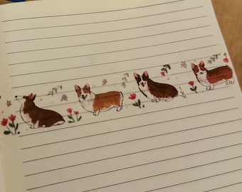 Süßes Washi Tape für Journal, Washi Tape Corgis, Washi Tape dekorativ, für Bullet Journal, Hunde Washi Tape für Notizbuch Geschenk für Corgis Liebhaber