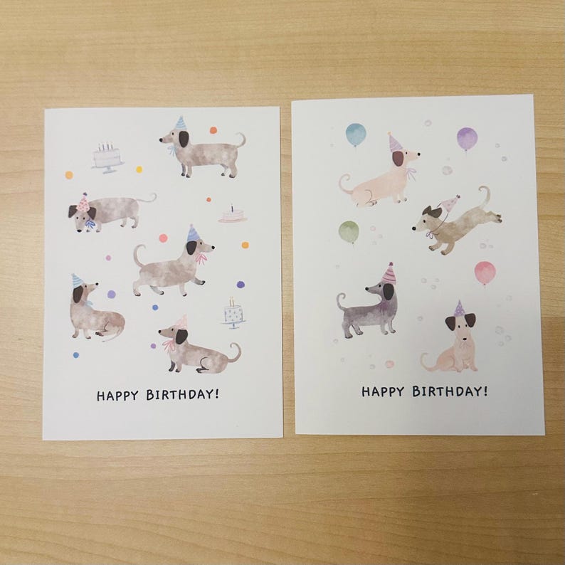 Dachshund Cards, Birthday Greeting Card, Dachshund Brithday, Card ...