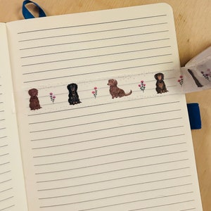 Cute Washi Tape for journal, washi tape dachshund, washi tape decorative, for bullet journal, dog washi tape, long hair dachshund