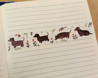 Cute Washi Tape for journal, washi tape dachshund, washi tape decorative, for bullet journal, dog washi tape for notebook gift for dog lover