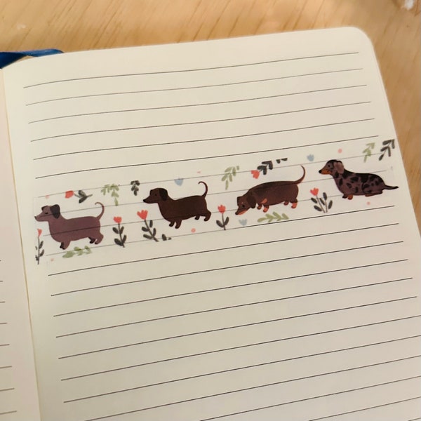 Cute Washi Tape for journal, washi tape dachshund, washi tape decorative, for bullet journal, dog washi tape for notebook gift for dog lover