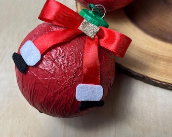 Handmade Santa Christmas Ornaments (Set of 10): Paper Mache Baubles with Boots