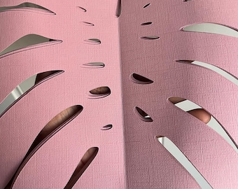 Dusty Pink Paper Monstera Leaves: Tropical Decor, Set of 10