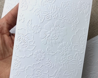 30 Handmade Embossed Floral Cards: 4x5.5" Cardstock
