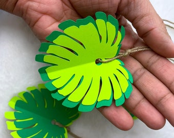 50 Tropical Monstera Leaf Paper Tags: Green Handmade Embellishments