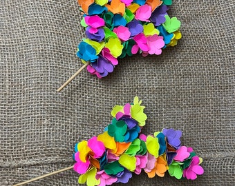 Rainbow Paper Flower Cactus: Mexican Party Decorations (Set of 2)