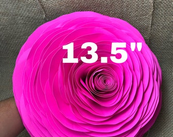 Hot Pink Paper Rose: Set of 3 Party Decorations (13.5”)