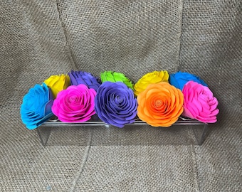 Rainbow Paper Roses: 3" Colorful Flowers, Unicorn Party Decor (Set of 13)