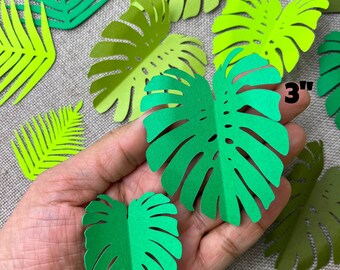 Paper Monstera Leaves: Tropical Green Leaf Mix, Scrapbooking Embellishments