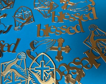 Gold Religious Confetti: Baptism Decoration (20 pcs)