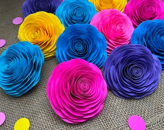 Rainbow Paper Roses: 100-Piece Unicorn Party Decorations (3.5”)
