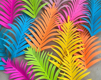 8x9 inch Rainbow Paper Monstera Leaves: Tropical Party Decor Cutouts