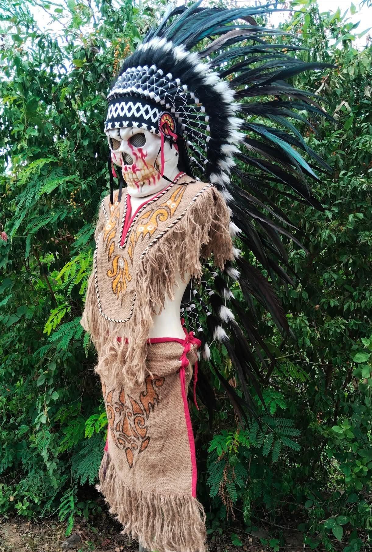 カスタムオーダーのインディアンヘッドドレスのレプリカ、黒の