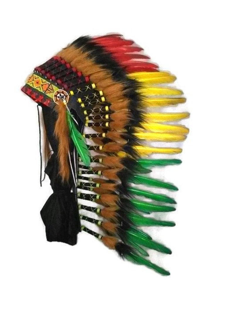 Indian Headdress Replica Medium Feather Headdress Native - Etsy