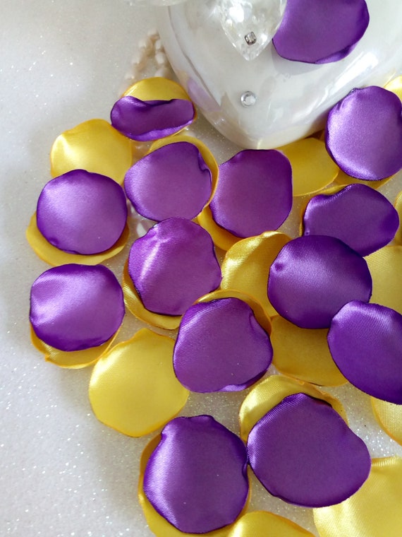 Purple Yellow Wedding Rose Petalsconfettiflower Girl Etsy