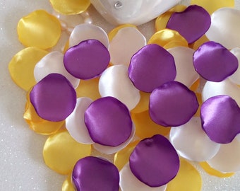 Purple Ivory & Yellow Wedding Rose Petals,Confetti,Flower Girl Basket,Satin Petal,Bridal Decoration,Aisle,Table Scatter,Rose Wedding Toss